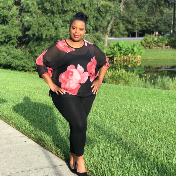 Rose chiffon bat wing top